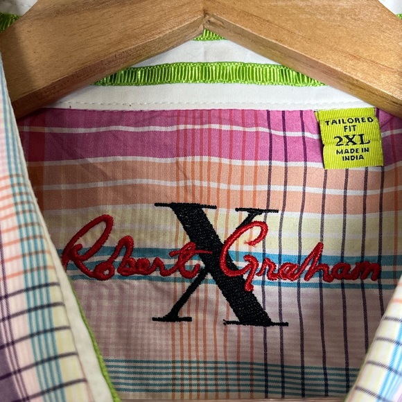Robert Graham NEW Men's short-sleeve multi-color plaid button-down shirt Sz 2XL - Picture 6 of 10